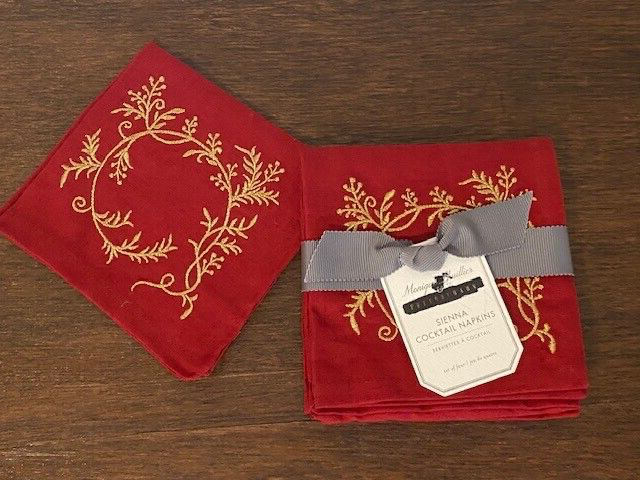Pottery Barn Monique Lhuillier Siena Embroidered Cocktail Napkins-Set of 4