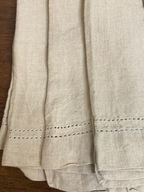 Williams Sonoma 4 Double Hemstitch 20 x 20 in Linen Napkins, Flax