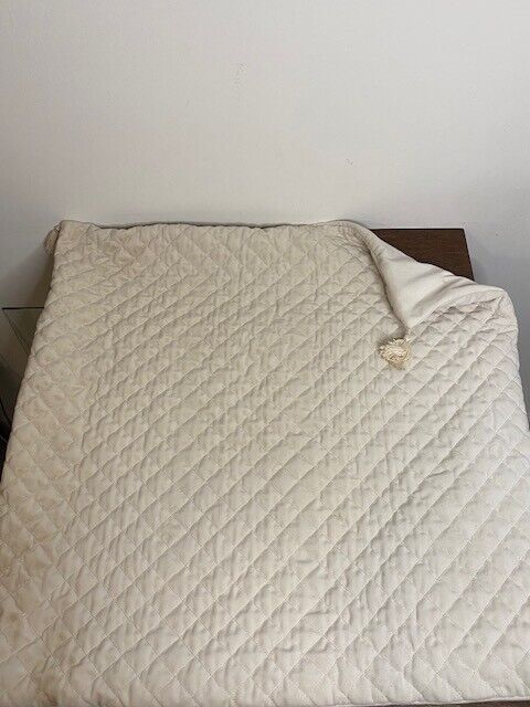 Diamond Quilted Euro Sham 26 x 26 in Ivory Velvet with Tassels