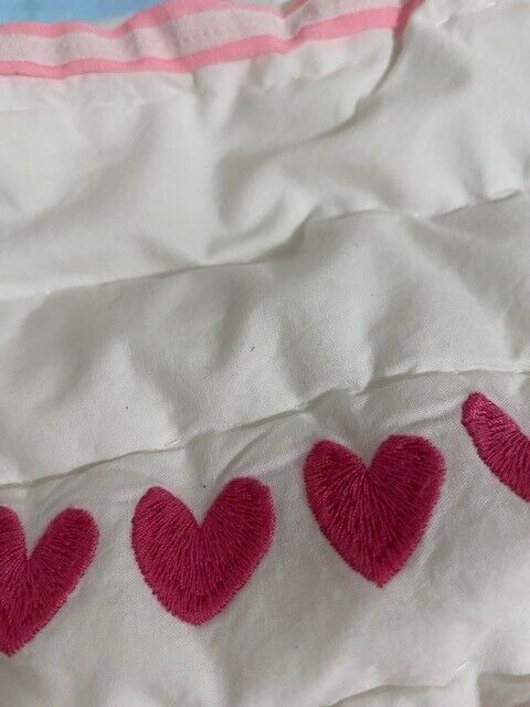 Pottery Barn Kids Embroidered Hearts Standard Sham with Ribbon detail