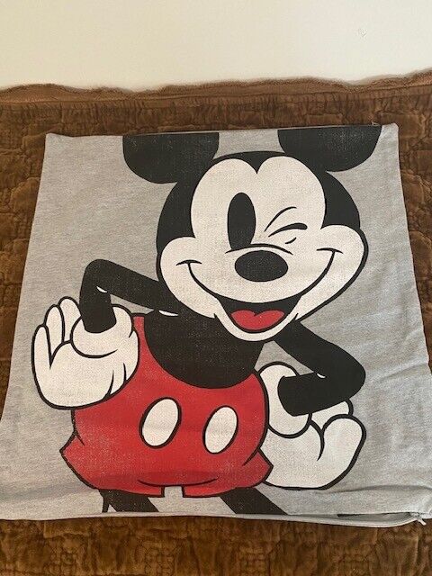 Pottery Barn Teen Disney Mickey Mouse Winking Jersey Pillow Cover, 18 x 18 in