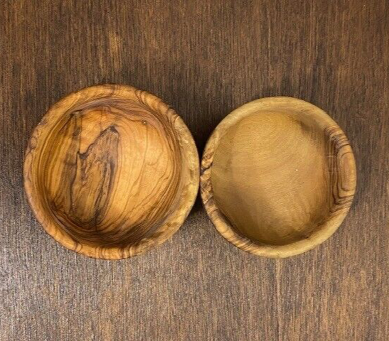 Set of 2 Olivewood Snack Bowls, 4.75 in x 2 in