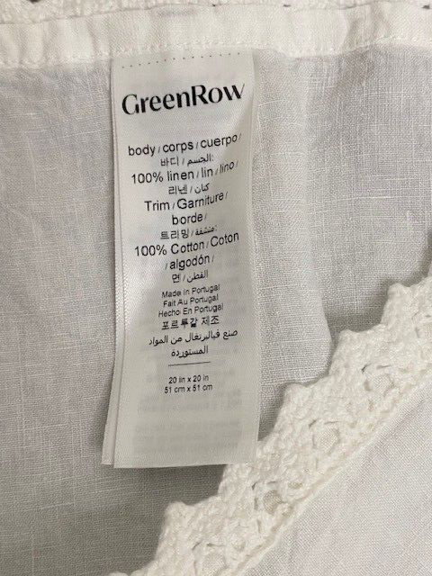 Green Row Linen Crochet Napkins, Set of 4, White