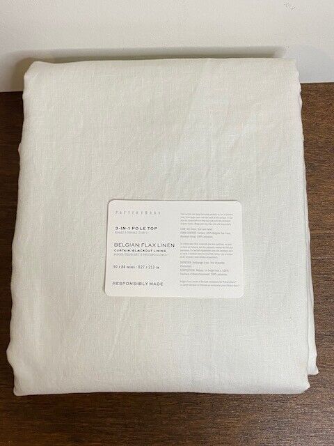 Pottery Barn 50 x 84 in Belgian Flax Linen Blackout Curtain, Ivory