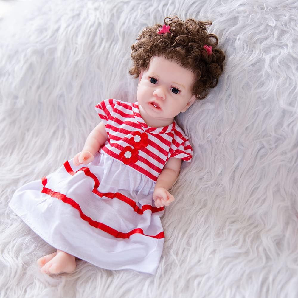 Reborn Baby Dolls 12 Inch White Skin Full Silicone Body Lifelike Newborn Baby Dolls Birthday Present for Children Age 3+