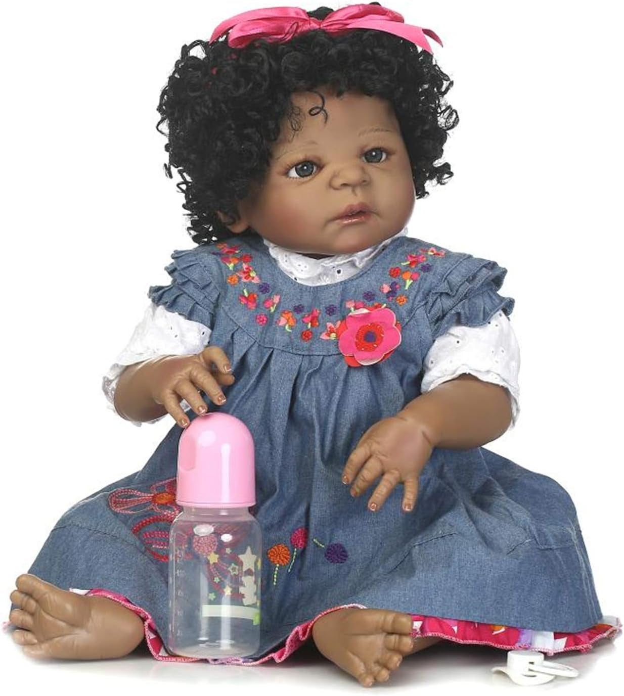 Black Reborn Baby Dolls Boys 23Inch Realistic Silicone Full Body Reborn Toddler Size Boy Washable Babys African American Dolls Black Lifelike Newborn Dolls Best Gifts