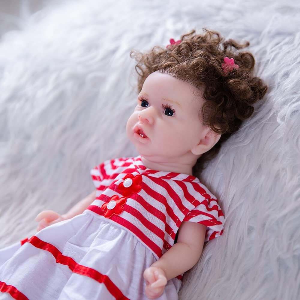 Reborn Baby Dolls 12 Inch White Skin Full Silicone Body Lifelike Newborn Baby Dolls Birthday Present for Children Age 3+