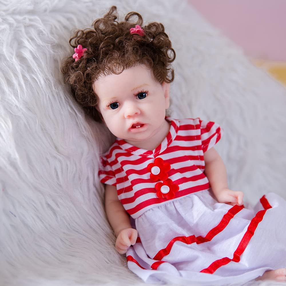 Reborn Baby Dolls 12 Inch White Skin Full Silicone Body Lifelike Newborn Baby Dolls Birthday Present for Children Age 3+