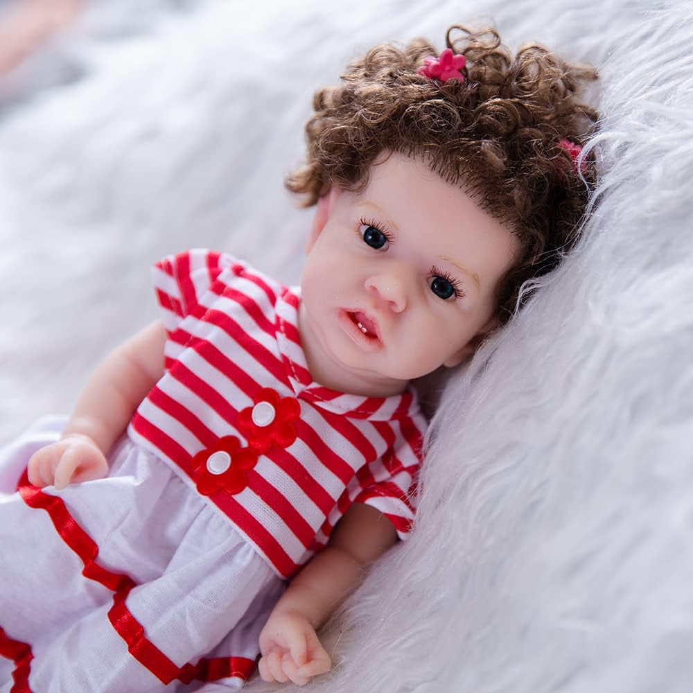 Reborn Baby Dolls 12 Inch White Skin Full Silicone Body Lifelike Newborn Baby Dolls Birthday Present for Children Age 3+