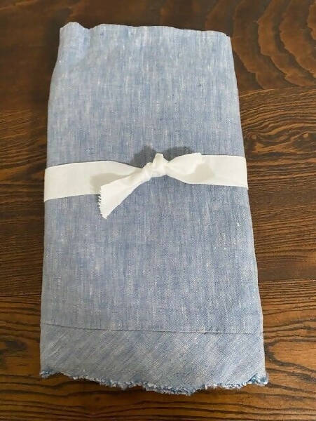 Pottery Barn 100% Linen King Sham with Flange, Chambray Blue